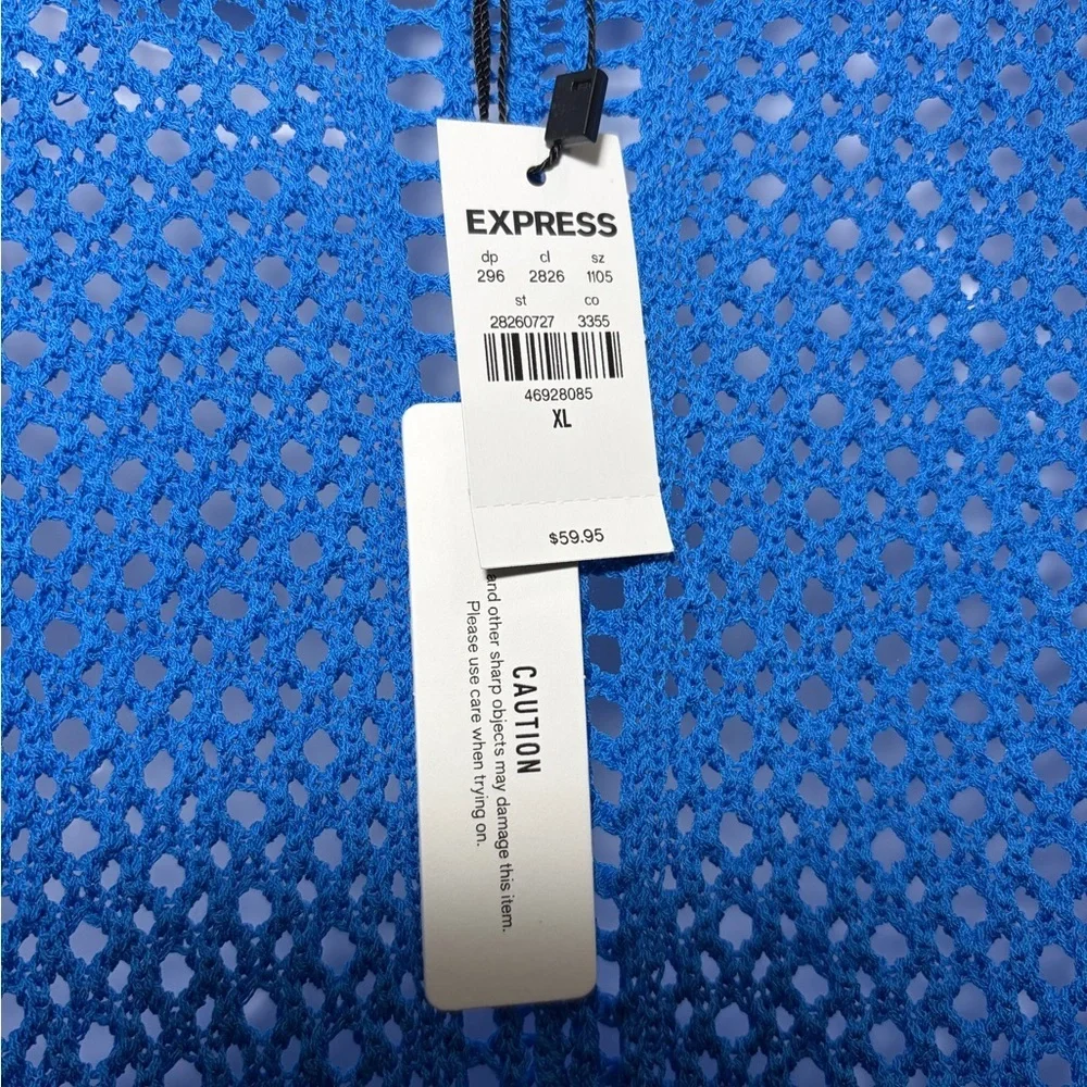 Express Women's Open-Knit V-Neck Sweater - Blue